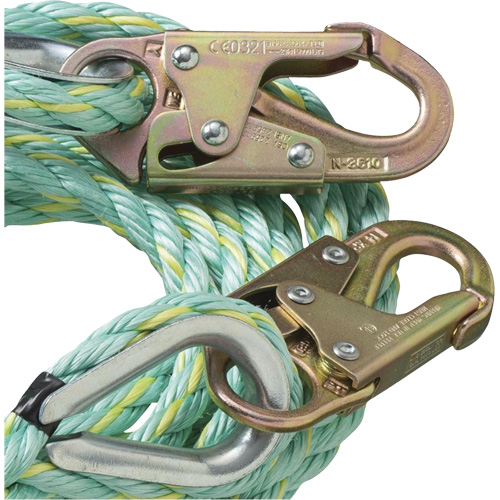 VL-1122-100 Vertical Lifeline Rope with Anchor End Snap Hook, Copolymer M & M Nord Ouest Inc