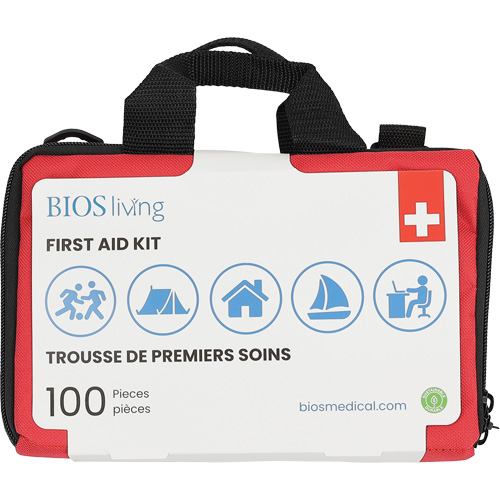 Trousse de premiers soins pour la maison et le voyage de 100 morceaux, Sac en nylon M & M Nord Ouest Inc