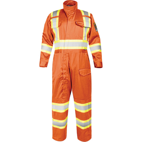Combinaison ignifug&eacute;e avec bandes haute visibilit&eacute;, Taille Petit, Orange M & M Nord Ouest Inc