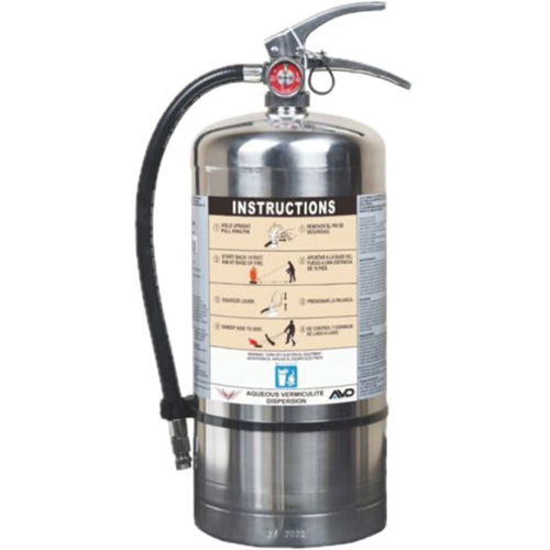 Extincteur pour la protection contre l'incendie de pile Lithium-ion, AVD, Capacit&eacute; 6 L M & M Nord Ouest Inc