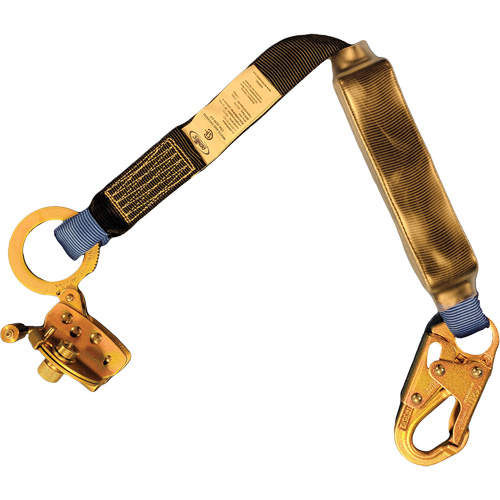 Trailing Rope Grab with Attached Shock Pack Lanyard, 2', Snap Hook Center, Snap Hook Leg Ends, Polyester M & M Nord Ouest Inc