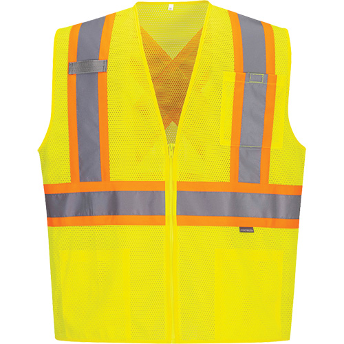 Veste de s&eacute;curit&eacute; &agrave; bandes contrastantes, Jaune lime haute visibilit&eacute;, Petit, Polyester M & M Nord Ouest Inc