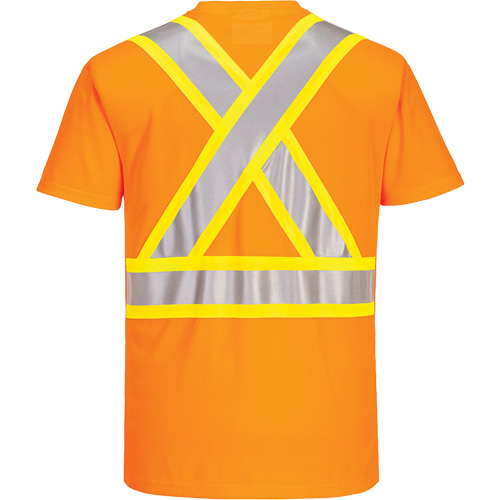 Contrast-Striped Safety T-Shirt, Polyester, Small, High Visibility Orange M & M Nord Ouest Inc