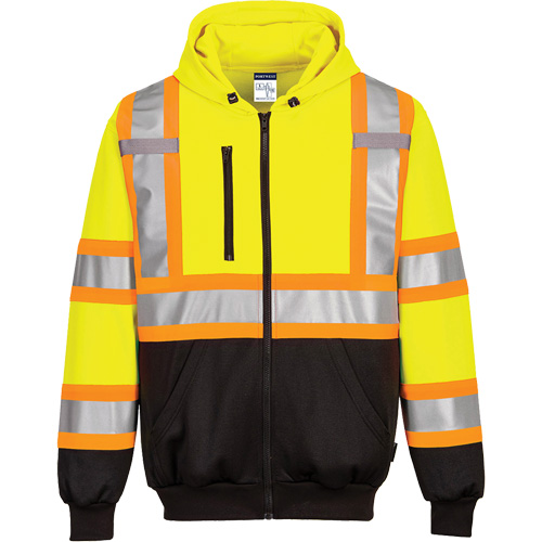 Contrast-Striped Safety Hoodie, Small, Black/High Visibility Lime-Yellow M & M Nord Ouest Inc