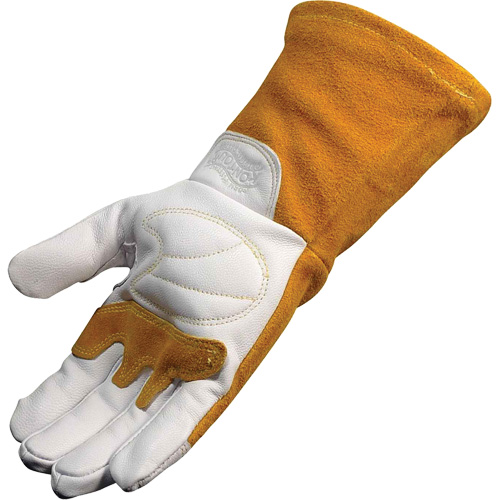 Gants de soudeur TIG/MIG de premi&egrave;re qualit&eacute; avec dos en cuir de vache refendue isol&eacute;es et ignifug&eacute;s Caiman, Cuir fleur de ch&egrave;vre, Taille T-Grand M & M Nord Ouest Inc
