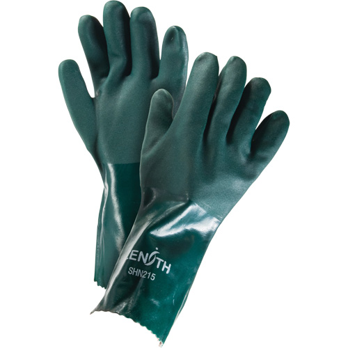 Double Dipped Green Gloves, 14" L, PVC, Cotton Jersey Inner Lining, 70-mil M & M Nord Ouest Inc