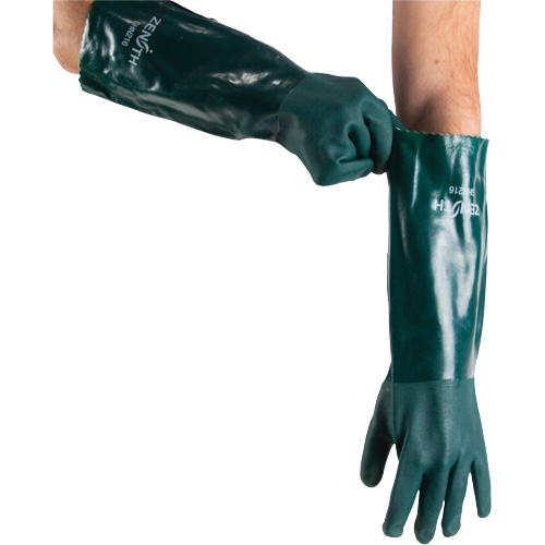 Double Dipped Green Gloves, 18" L, PVC, Cotton Jersey Inner Lining, 70-mil M & M Nord Ouest Inc