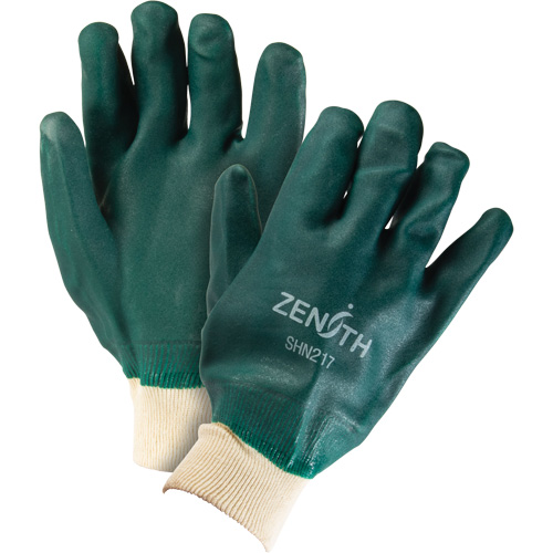 Double Dipped Green Gloves, 10" L, PVC, Cotton Jersey Inner Lining, 70-mil M & M Nord Ouest Inc