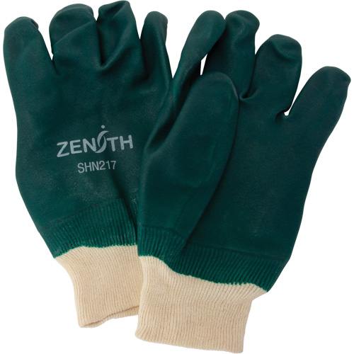 Double Dipped Green Gloves, 10" L, PVC, Cotton Jersey Inner Lining, 70-mil M & M Nord Ouest Inc