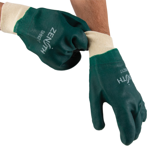 Double Dipped Green Gloves, 10" L, PVC, Cotton Jersey Inner Lining, 70-mil M & M Nord Ouest Inc