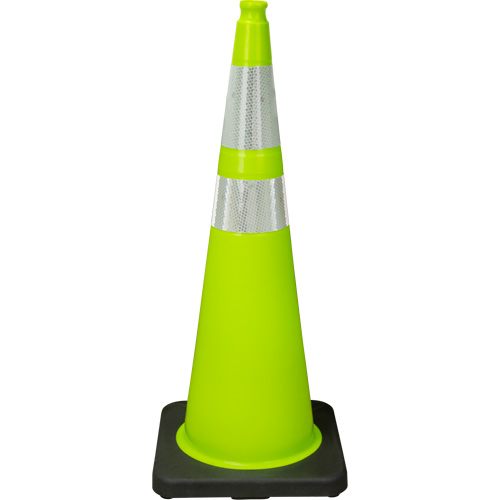 Premium Traffic Cone, 36", Lime Green, 4" & 6" Reflective Collar(s) M & M Nord Ouest Inc