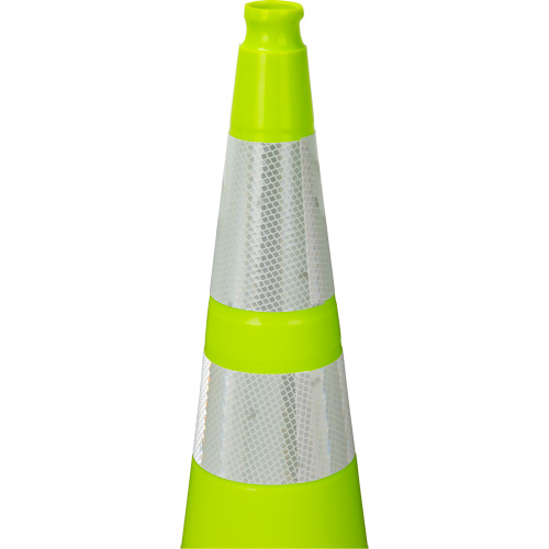 Premium Traffic Cone, 36", Lime Green, 4" & 6" Reflective Collar(s) M & M Nord Ouest Inc