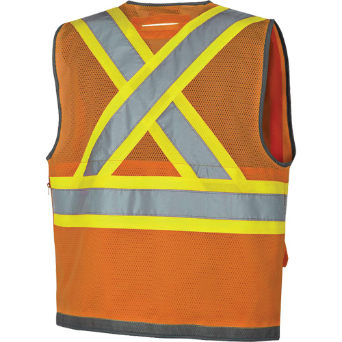 Pioneer Mesh Back Zip Front Surveyor Safety Vest, High Visibility Orange, Small, Polyester M & M Nord Ouest Inc