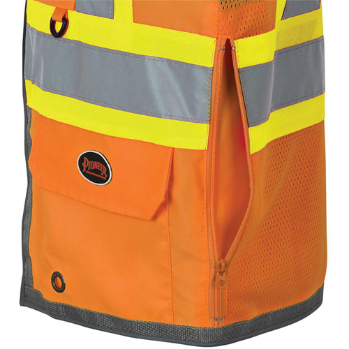 Pioneer Mesh Back Zip Front Surveyor Safety Vest, High Visibility Orange, Small, Polyester M & M Nord Ouest Inc