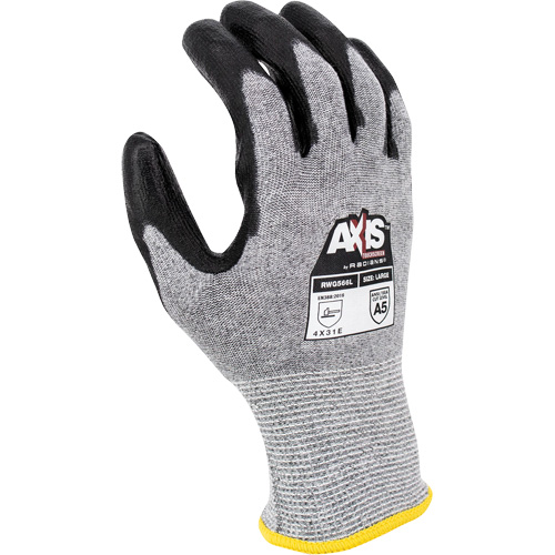 RWG566 AXIS Cut Protection Touchscreen Work Glove, Size Small, 18 Gauge, Polyurethane Coated, Stainless Steel/HPPE Shell, ASTM ANSI Level A5/EN 388 Level E M & M Nord Ouest Inc