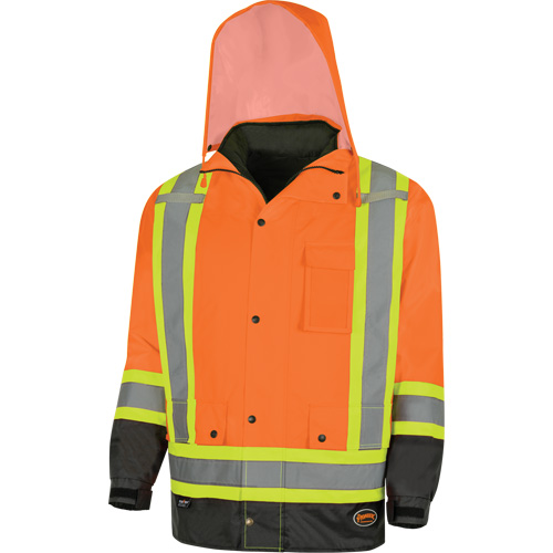 5056 Pioneer&reg; Yukon 7-in-1 Waterproof Winter Safety Parka, Polyester, Black/High Visibility Orange, X-Small M & M Nord Ouest Inc