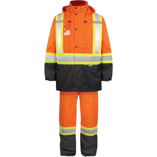Ensemble de pluie haute visibilit&eacute; en tissu 150 deniers, Polyester, T-Grand, Orange haute visibilit&eacute; M & M Nord Ouest Inc