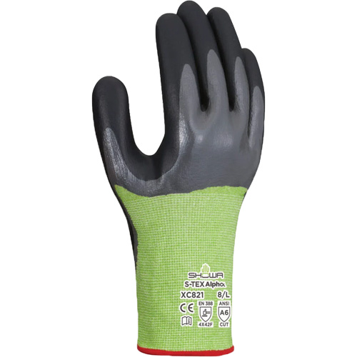 Gants r&eacute;sistants &agrave; la coupe S-TEX Alpha XC821, Taille 2T-Grand/10, Calibre 18, Rev&ecirc;tement Nitrile, Enveloppe en Polyester/Nylon/Polyur&eacute;thane/PEHP/Tungst&egrave;ne, ASTM ANSI niveau A6/EN 388 niveau F M & M Nord Ouest Inc