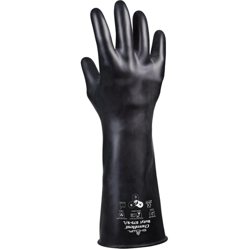879 Acid-Resistant Gloves, Size Large/9, 14" L, Butyl Rubber, 28-mil M & M Nord Ouest Inc