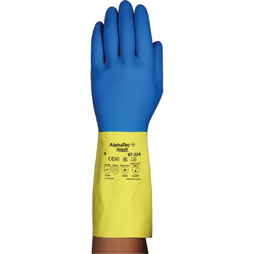 Alphatec&reg; 87-224 Chemical-Resistant Gloves, Size 7, 12.8" L, Neoprene/Rubber Latex, Cotton/Flock-Lined Inner Lining, 26.8-mil M & M Nord Ouest Inc