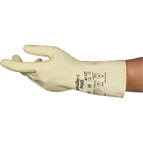 AlphaTec&reg; 87-137 Lightweight Natural Gloves, Size 9, 11.8" L, Rubber Latex, 16-mil M & M Nord Ouest Inc