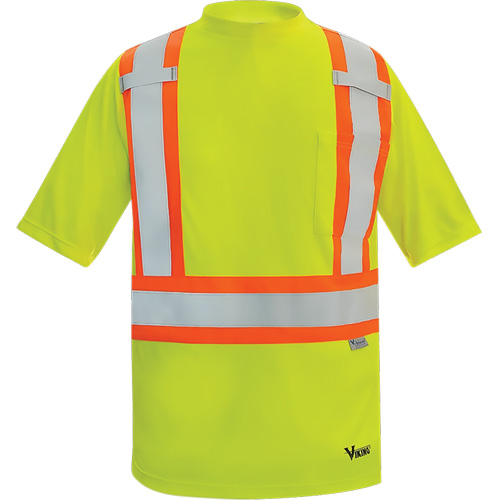Viking&reg; Safety Bamboo Lined T-shirt, Polyester, 2X-Large, High Visibility Lime-Yellow M & M Nord Ouest Inc
