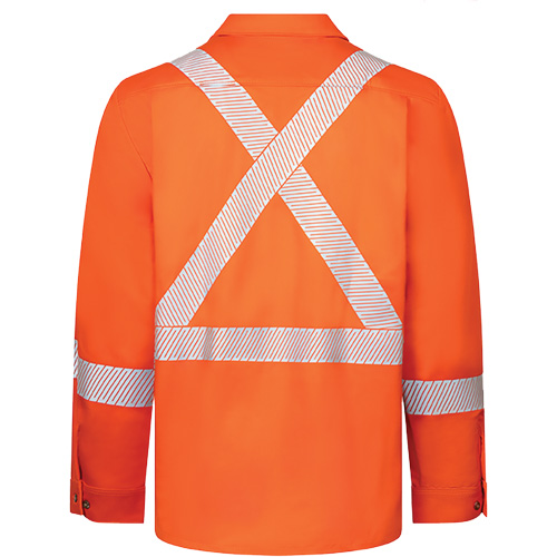Avenger 7 oz Deluxe Segmented Striped High-Visibility Work Shirt, Style 652, Men's, Large, Orange M & M Nord Ouest Inc