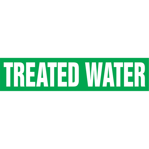 Marqueurs de tuyau "Treated Water", Autocollant, 2-1/2" h x 12" la, Blanc/vert M & M Nord Ouest Inc