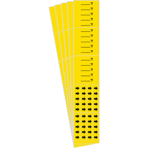 Marqueurs de tuyau avec espace vierge suivi du symbole °F , Autocollant, 2-1/4" h x 14" la, Noir sur jaune M & M Nord Ouest Inc