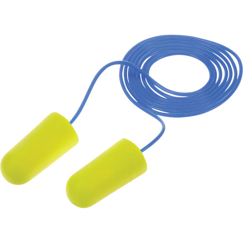 Bouchons d'oreilles n&eacute;on jaune E-A-Rsoft, Vrac - Sac en poly, Avec cordon M & M Nord Ouest Inc