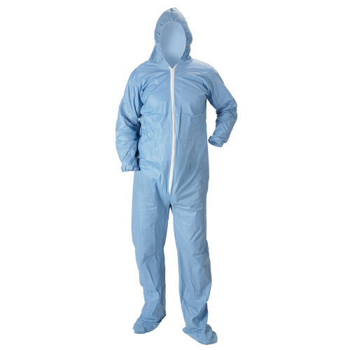 Pyrolon&reg; Plus 2 FR Hooded Coveralls With Boots, Small, Blue, FR Treated Fabric M & M Nord Ouest Inc
