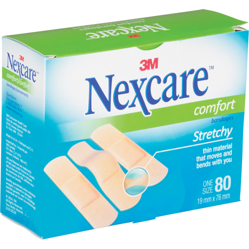 Nexcare Comfort Strips, Rectangular/Square, 3", Fabric, Sterile M & M Nord Ouest Inc