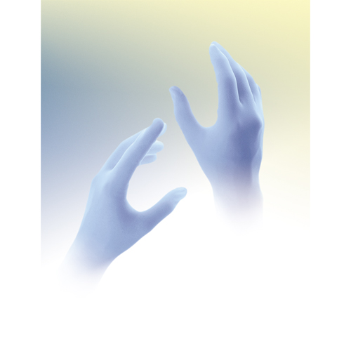 Gants jetables Qualatrile QRP, Moyen, Nitrile, 5 mils, Sans poudre, Bleu M & M Nord Ouest Inc