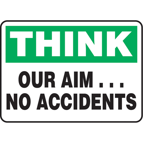 Enseigne  Our Aim… No Accidents , 7" x 10", Aluminium, Anglais M & M Nord Ouest Inc