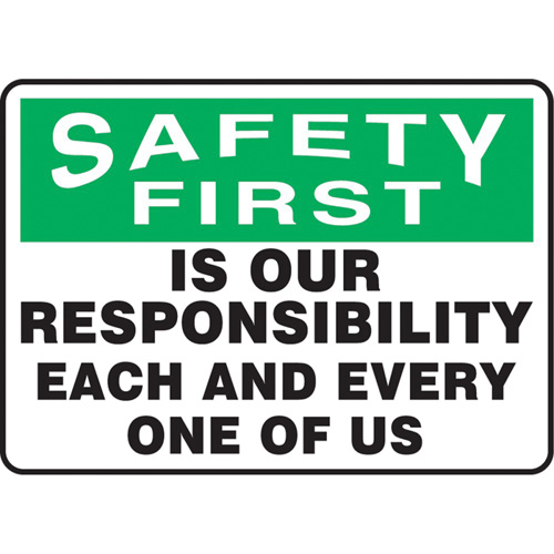 Enseigne  Safety First , 10" x 14", Vinyle, Anglais M & M Nord Ouest Inc
