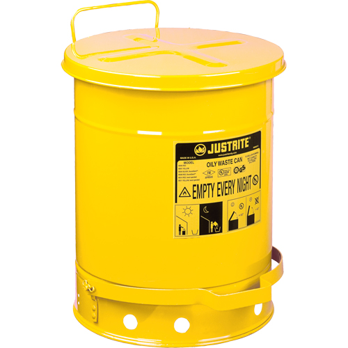 Contenants pour d&eacute;chets huileux, Homologu&eacute; FM/List&eacute; UL, 14 gal. US, Jaune M & M Nord Ouest Inc