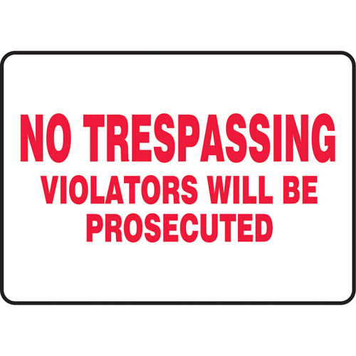 Enseigne  No Trespassing , 7" x 10", Vinyle, Anglais M & M Nord Ouest Inc
