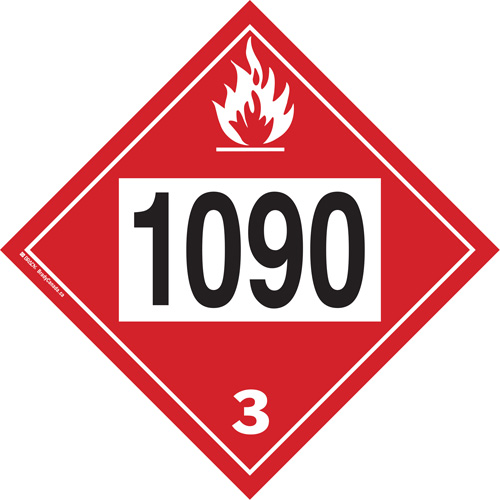 1090 Acetone Flammable Liquid TDG Placard, Plastic M & M Nord Ouest Inc