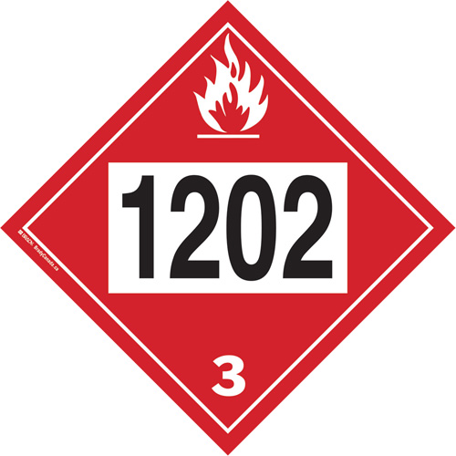 1202 Fuel Oil Flammable Liquid TDG Placard, Plastic M & M Nord Ouest Inc