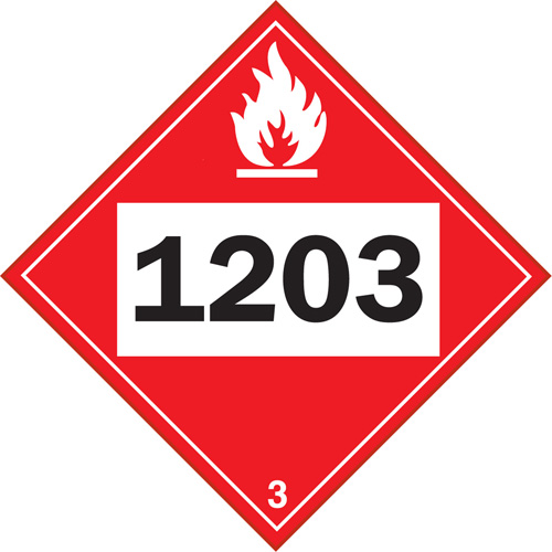 1203 Gasohol & Gasoline Flammable Liquid TDG Placard, Adhesive Vinyl M & M Nord Ouest Inc