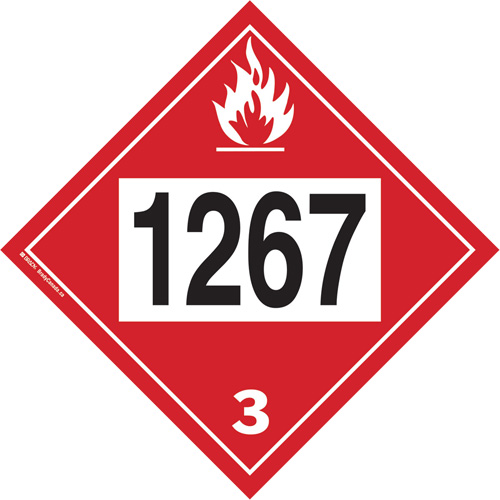 1267 Petroleum Crude Oil Flammable Liquid TDG Placard, Adhesive Vinyl M & M Nord Ouest Inc