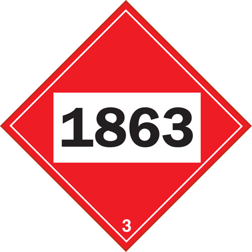 Plaque-&eacute;tiquette TMD 1863 pour liquide inflammable carburant aviation, Plastique M & M Nord Ouest Inc