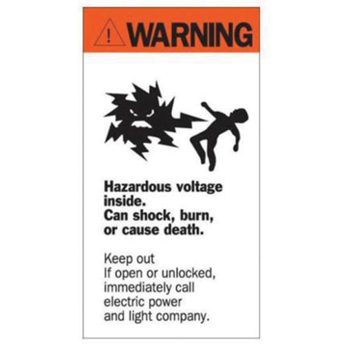 Enseigne Warning Hazardous Voltage, 8" x 4-1/2", Acrylique, Anglais avec pictogramme M & M Nord Ouest Inc