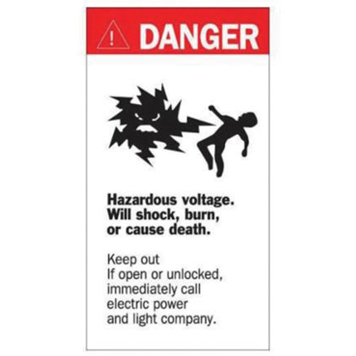 Enseigne Danger Hazardous Voltage, 8" x 4-1/2", Acrylique, Anglais avec pictogramme M & M Nord Ouest Inc