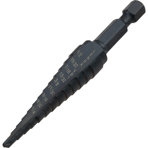 #1 Step Drill Bit, 1/8" - 1/2" , 1-3/2" Increments, High Speed Steel M & M Nord Ouest Inc