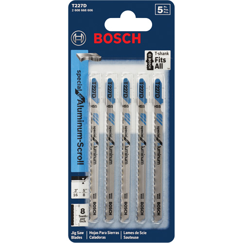 Lames de scie sauteuse, Acier rapide, Tige en T, 4" lo, 8 dents par pouce M & M Nord Ouest Inc