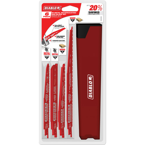 Ensemble de lames de scie alternative pour la coupe/d&eacute;molition du bois avec clous M & M Nord Ouest Inc