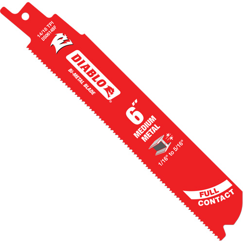 Lame de scie alternative de s&eacute;rie moyenne pour le m&eacute;tal, Bim&eacute;tal, 14-18 Dents par pouce, 6" lo x 1" la M & M Nord Ouest Inc