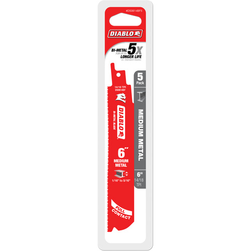 Lame de scie alternative de s&eacute;rie moyenne pour le m&eacute;tal, Bim&eacute;tal, 14-18 Dents par pouce, 6" lo x 1" la M & M Nord Ouest Inc