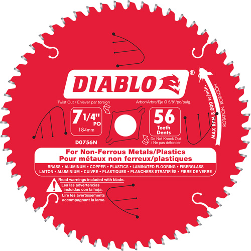 Aluminum Cutting Saw Blade, 7-1/4", 56 Teeth, Non-Ferrous Use M & M Nord Ouest Inc